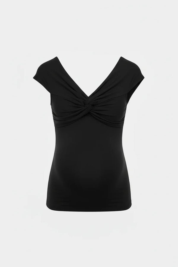 Elegantní těhotenský top s uzlem – černý