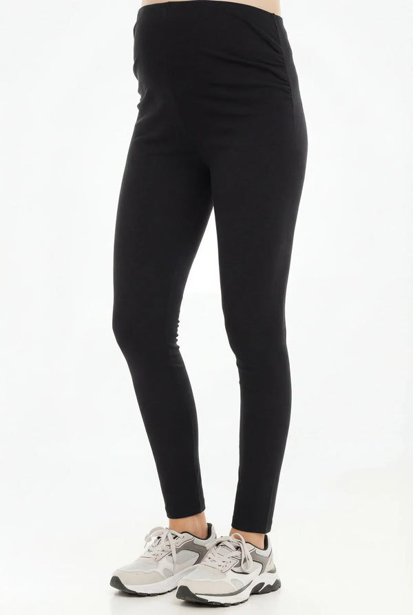 Bavlněné těhotenské legíny – černé