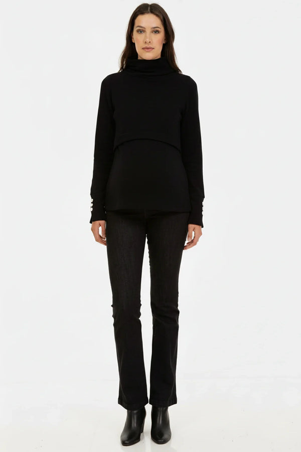 Bootcut těhotenské džíny v černé barvě