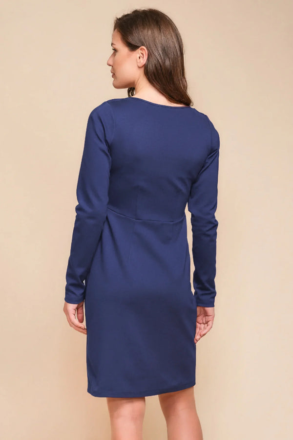 Elegantní těhotenské a kojící šaty - modré