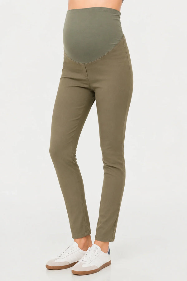 Elastické těhotenské kalhoty – khaki