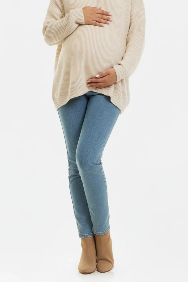 Vypasované elastické těhotenské džíny