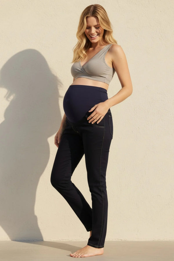 Přiléhavé elastické těhotenské džíny
