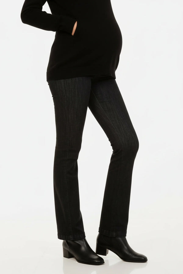 Bootcut těhotenské džíny v černé barvě