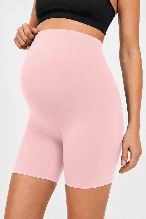 Krátké těhotenské tvarující legíny – bezešvý design – růžové