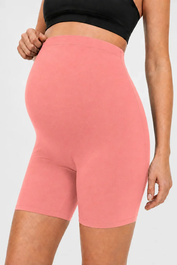 Krátké těhotenské tvarující legíny – bezešvý design – růžové