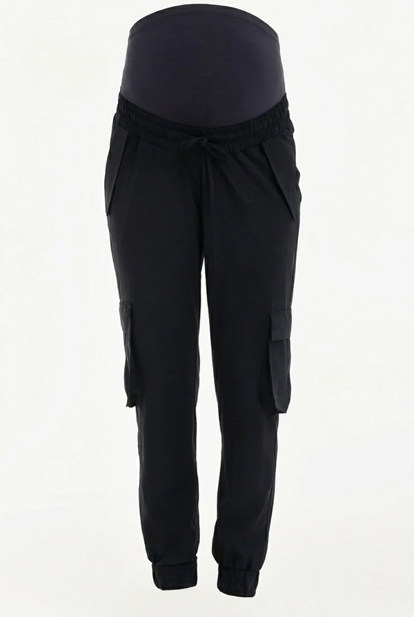 Těhotenské cargo kalhoty v tmavě modré