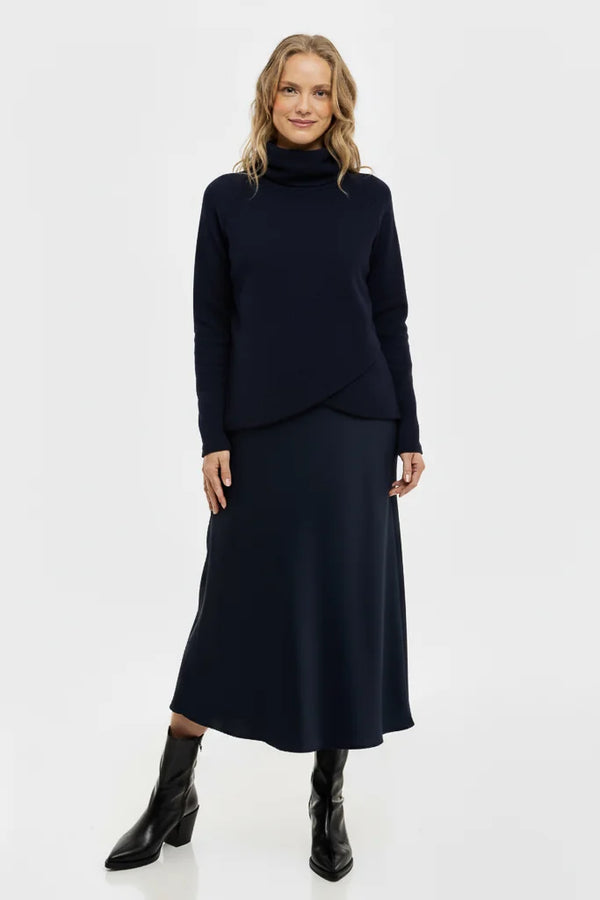 Tmavě modrý pletený těhotenský a kojící svetr