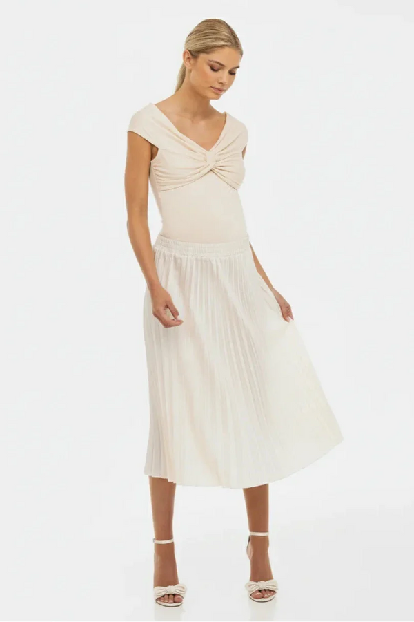 Elegantní těhotenský top s uzlem – krémový