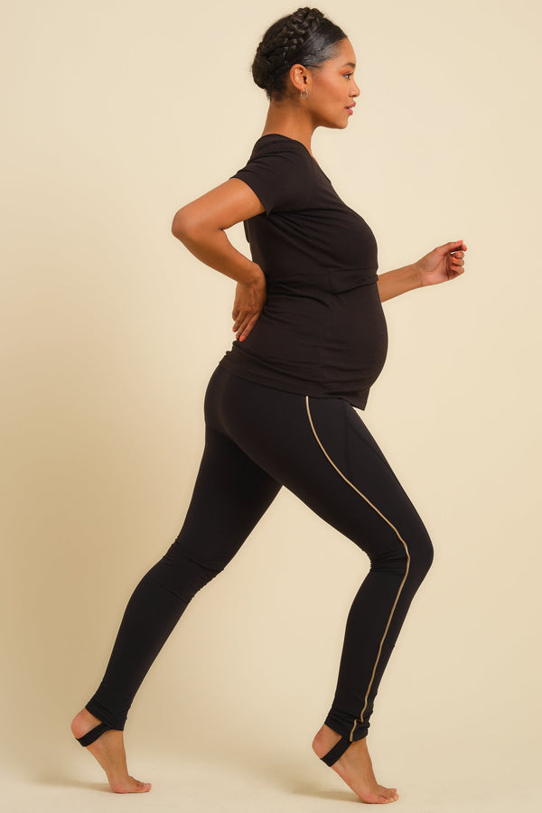 Těhotenské legíny se zlatými detaily