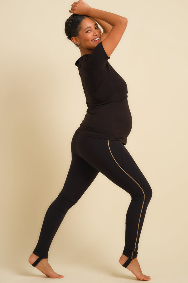 Těhotenské legíny se zlatými detaily