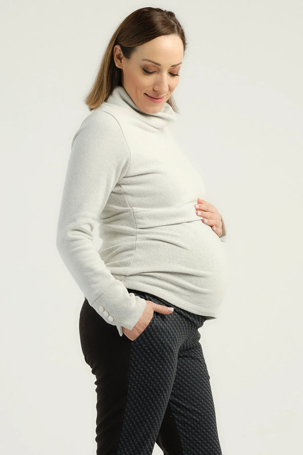 Bavlněný těhotenský a kojící rolákový svetr