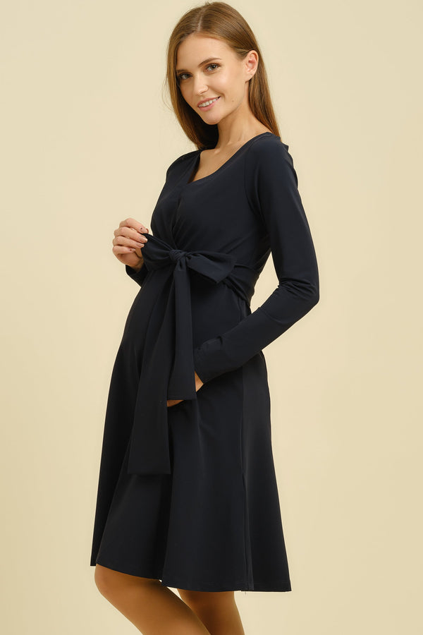 Áčkové těhotenské a kojící šaty - tmavě modré