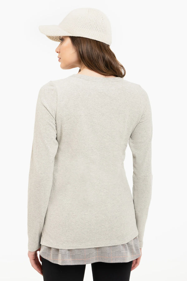 Šedý bavlněný těhotenský a kojicí svetr