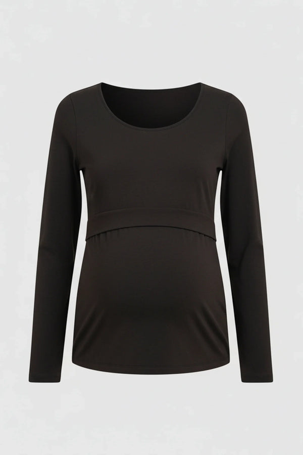 Bavlněné těhotenské a kojící triko - černá