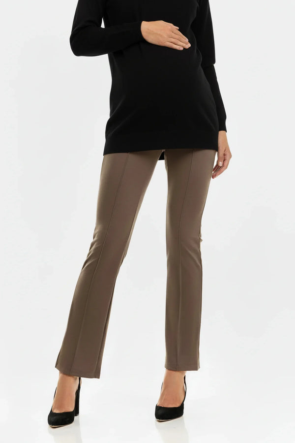 Žerzejové těhotenské kalhoty - béžové